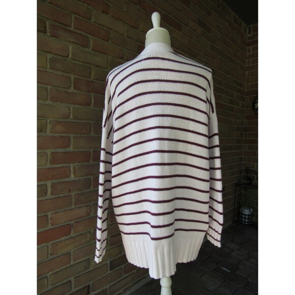 LOFT Cardigan Sweater XL Striped Pockets V-Neck Buttons Chunky 2021 Academia - Picture 7 of 14